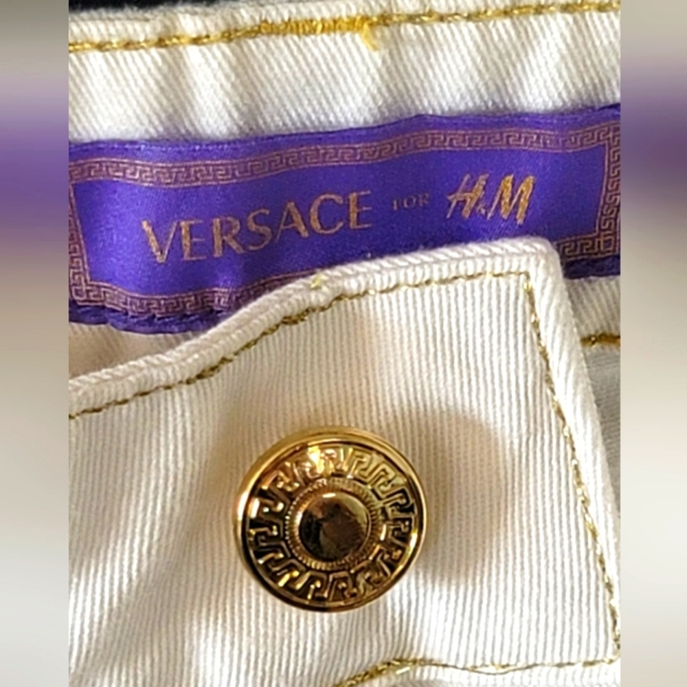 Versace for H&M White Pants with Gold Accents